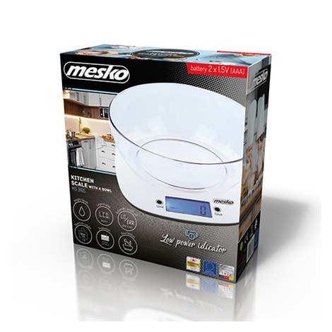 Mesko | Scale with bowl | MS 3165 | Maximum weight (capacity) 5 kg | Graduation 1 g | Display type LCD | White - 4